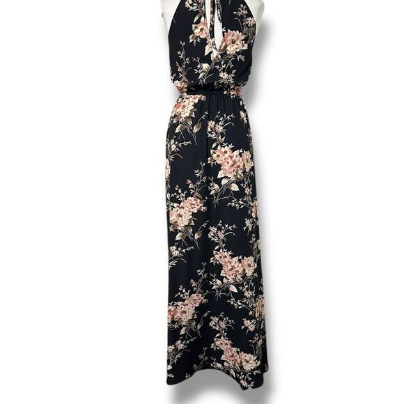 Lulu's navy blue Maxi Sundress Sleeveless Spaghetti Strap high low slit xs - Picture 6 of 8